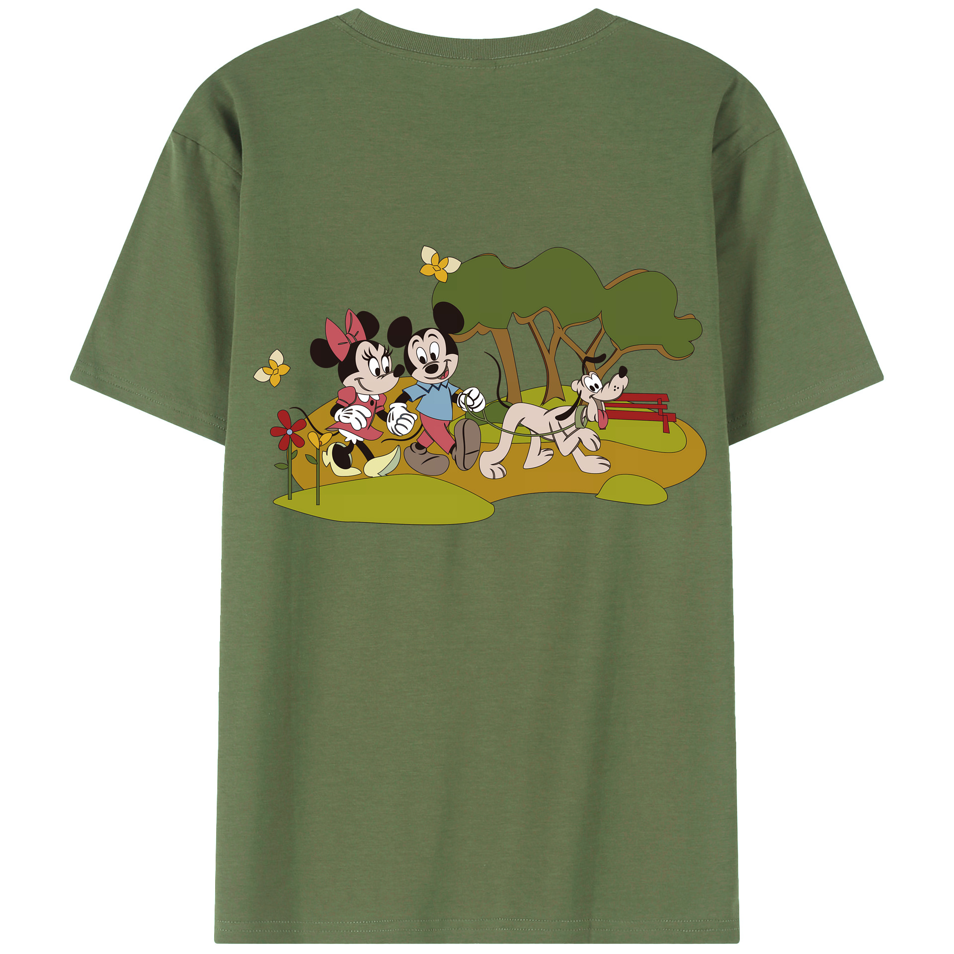（画像用） ミッキーマウス Mickey Mouse 綿100％ メンズ半袖Tシャツ（バックプリント） 通気性